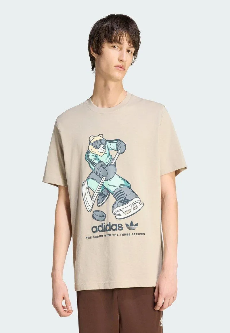 HOCKEY BEAR GRAPHIC - Printtipaita - beige