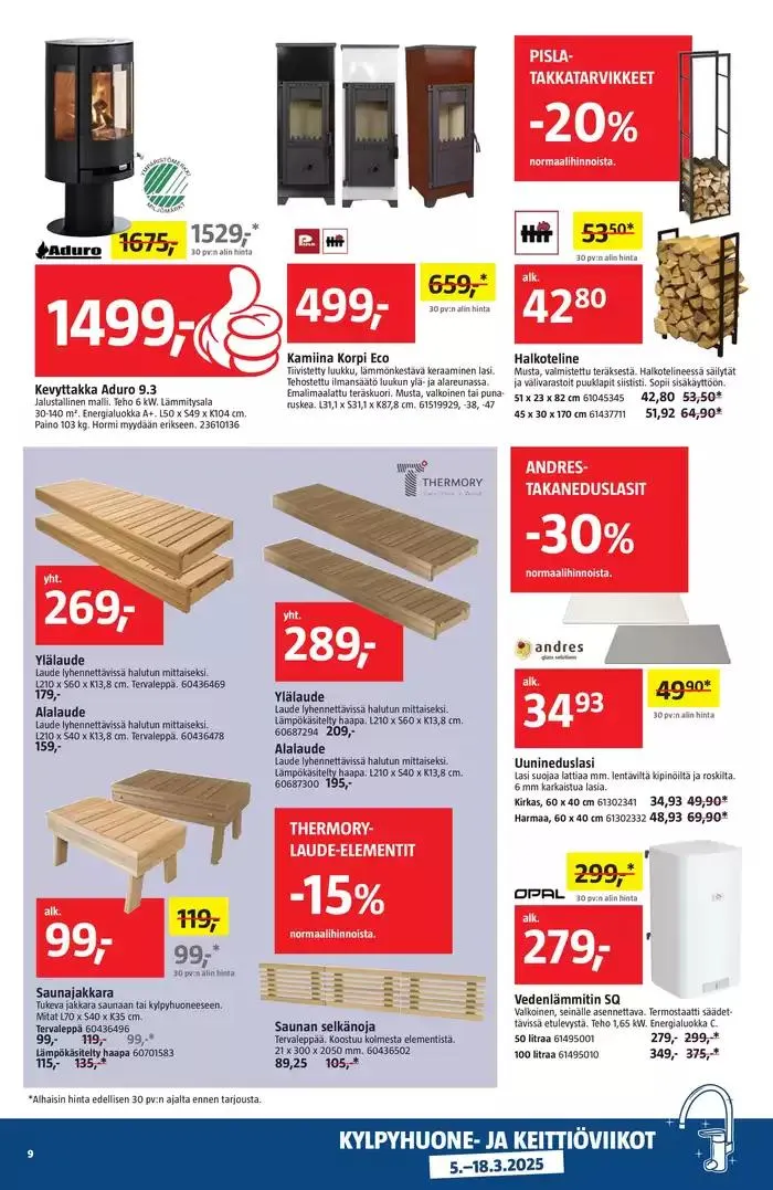 Bauhaus tarjoukset voimassa alkaen 6. maaliskuuta - 18. maaliskuuta 2025 - Tarjouslehti sivu 9