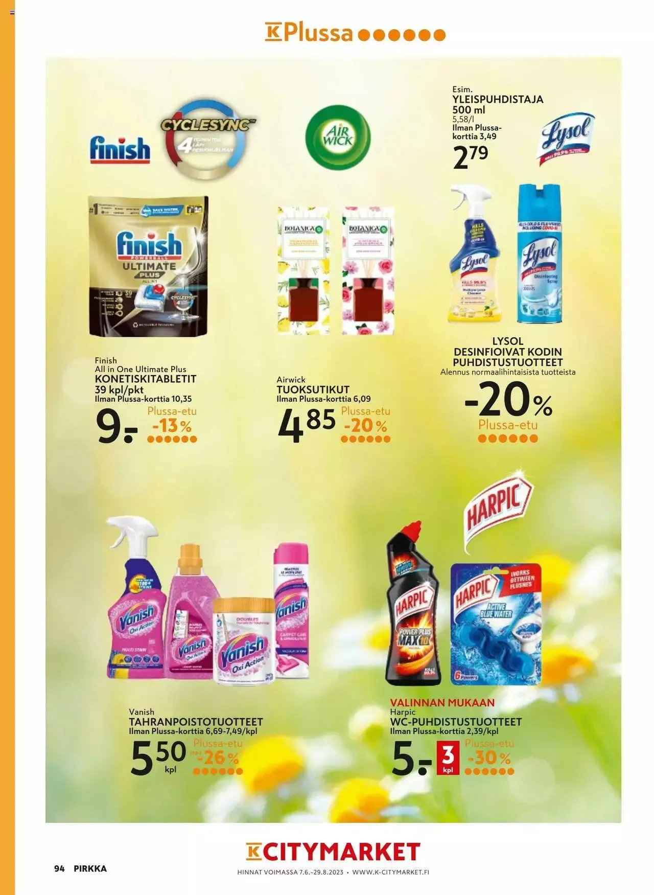 K-Market tarjoukset Pirkka 6–8/2023 voimassa alkaen 7. kesäkuuta - 29. elokuuta 2023 - Tarjouslehti sivu 94