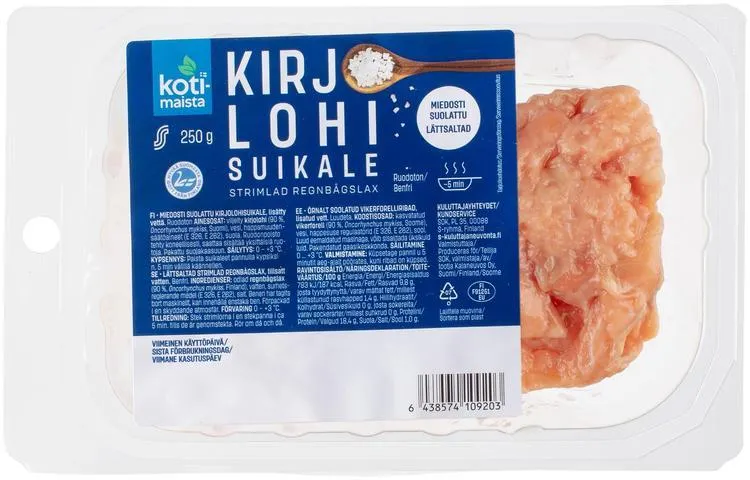 Kotimaista Kirjolohisuikale 250g, miedosti suolattu