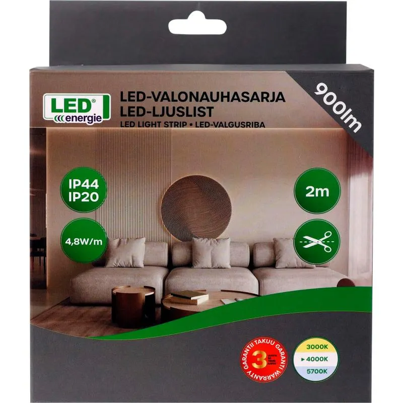 Valonauhasarja Led Energie 2 m 9,6 W 900 lm 4000K IP20/IP44