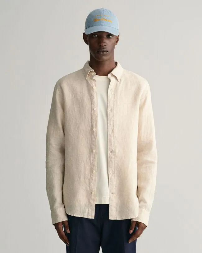 Slim fit ‑mitoitettu kukonaskelkuvioinen pellavapaita