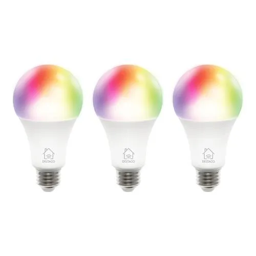 DELTACO SMART HOME E27 9W WIFI RGB LED LAMPPU (3 kpl)
