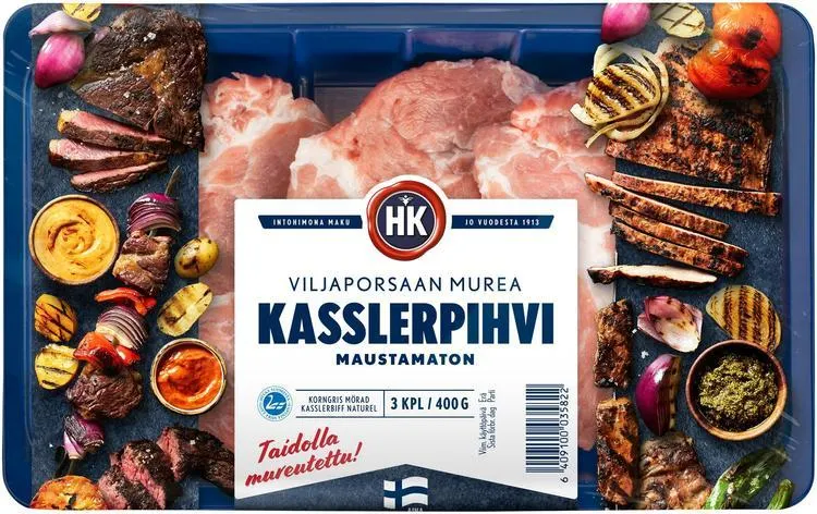 HK Viljaporsaan murea kasslerpihvi maustamaton 400g