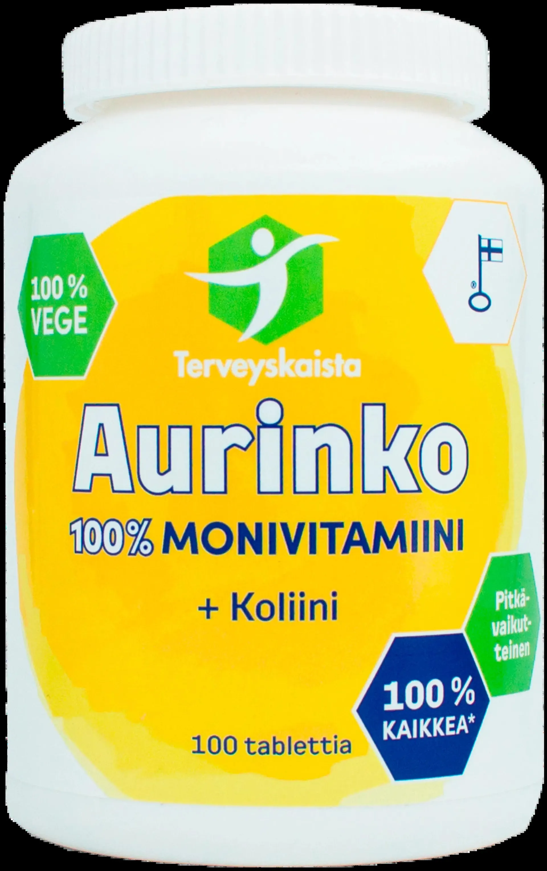 Terveyskaista Aurinko100% Monivitamiini + Koliini 100 tabl.