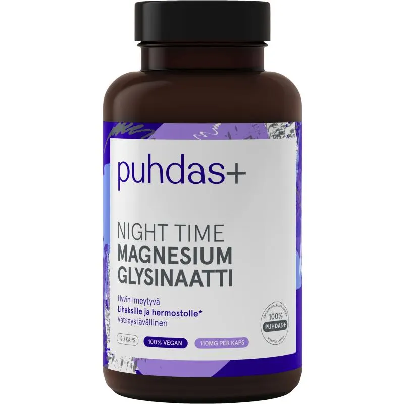 Night Time Magnesium glysinaatti Puhdas+ 120 kpl