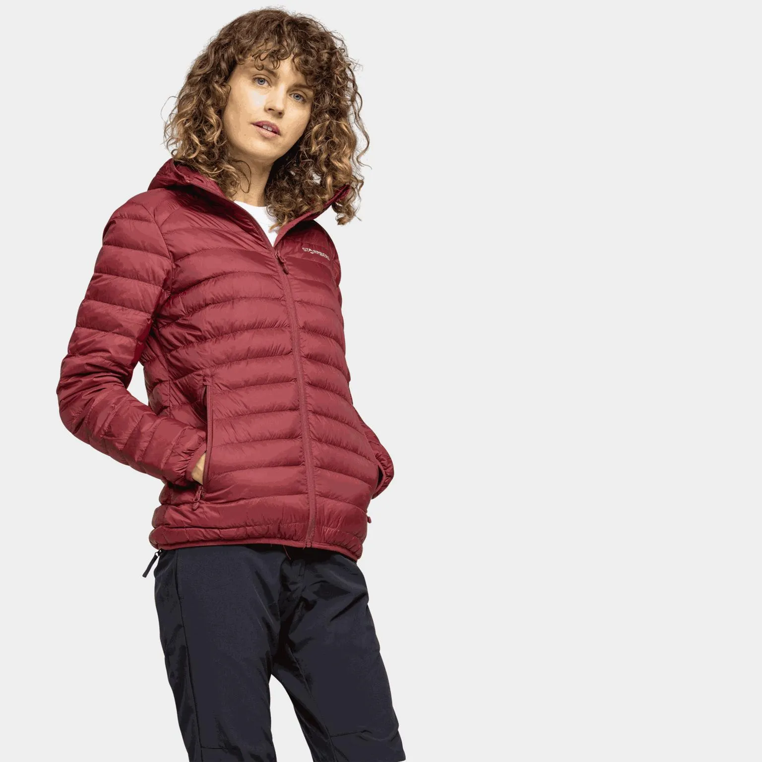 Stavfjell Down Hood Jacket, naisten untuvatakki - Punainen