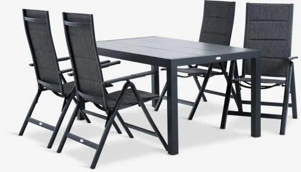 Tavolo HAGEN L160 cm + 4 Sedie MYSEN grigio