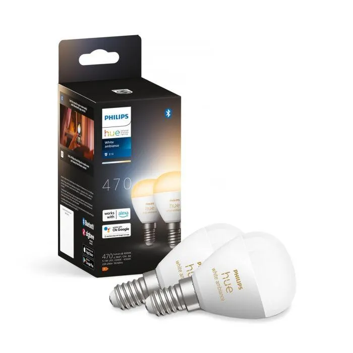 PHILIPS HUE ÄLYLAMPPU WHITE AMBIANCE 40W E14 2200-6500K 2 KPL