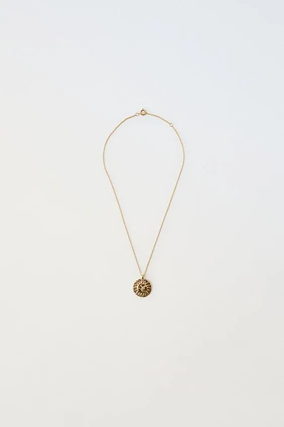 TRUE NEUTRALS 24K GOLD-PLATED SUN AND MOON NECKLACE