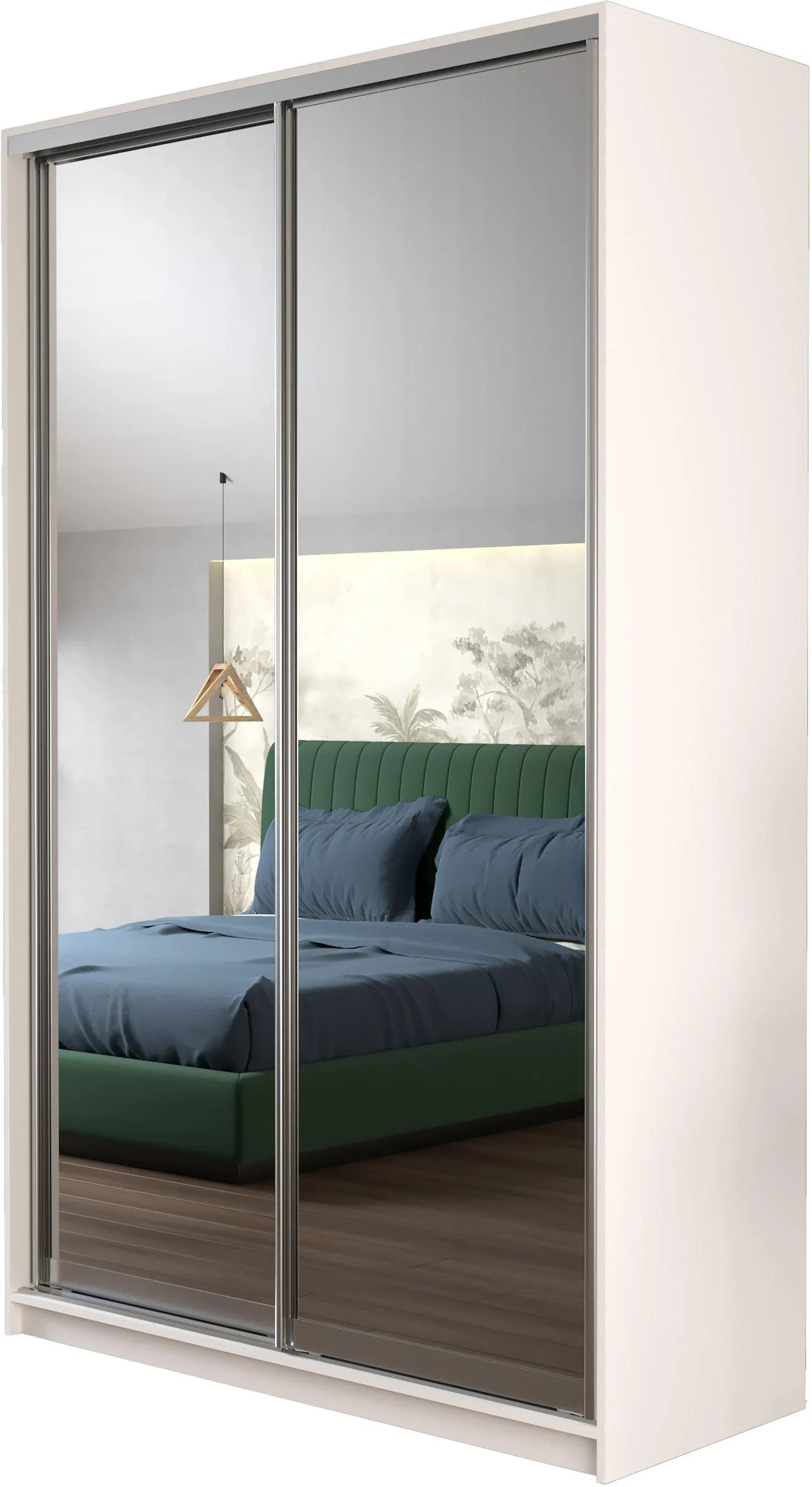 liukuovikomero 150x45, valkoinen + 2x peiliovi