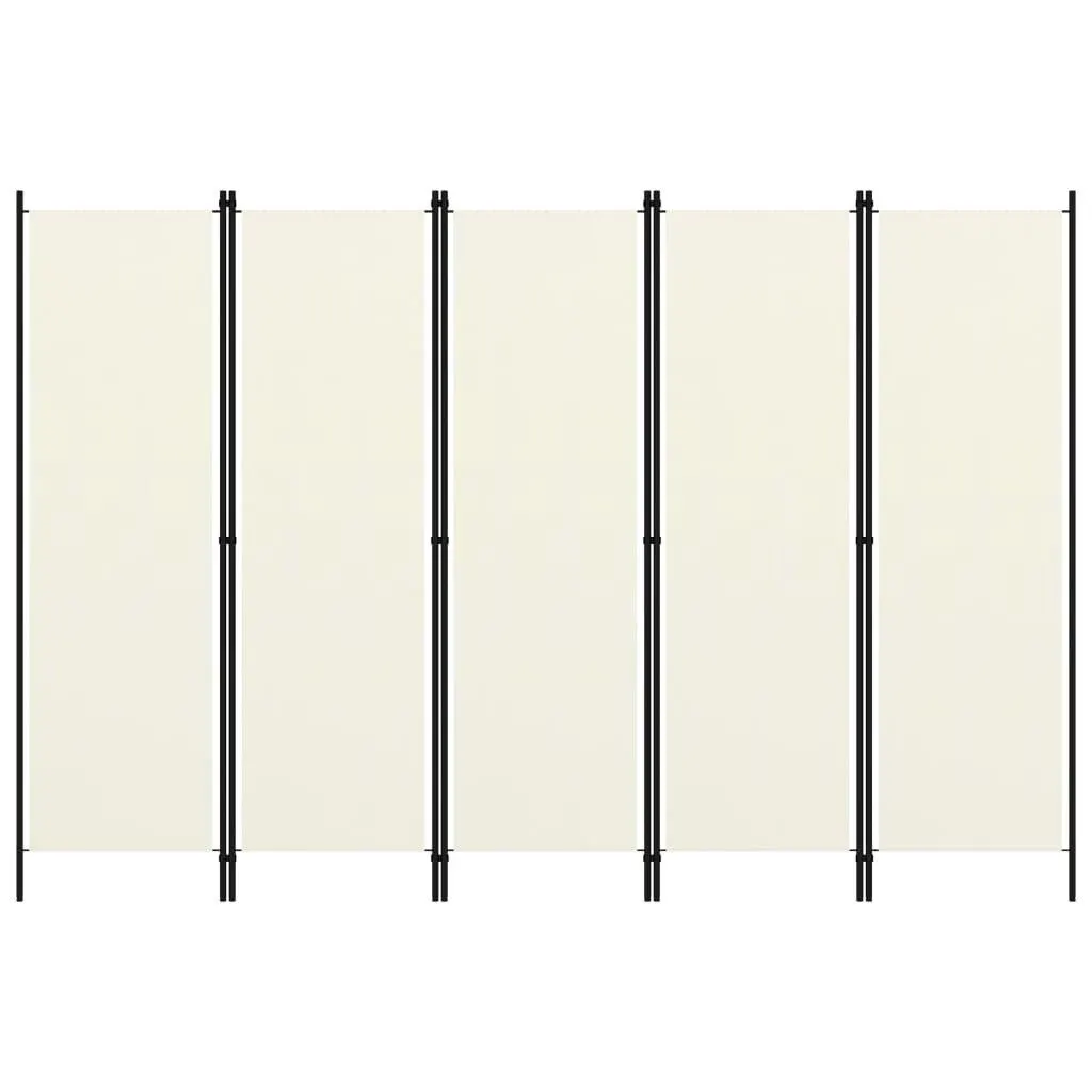 vidaXL 5-paneelinen tilanjakaja kermanvalkoinen 250x180 cm