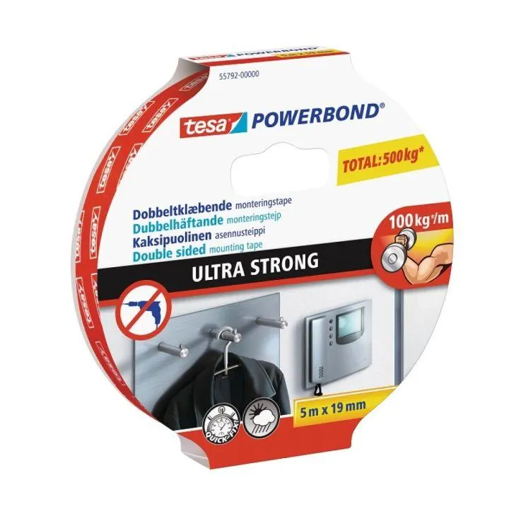 2-puoleinen tarrateippi Tesa PowerBond 5 m x 19 mm