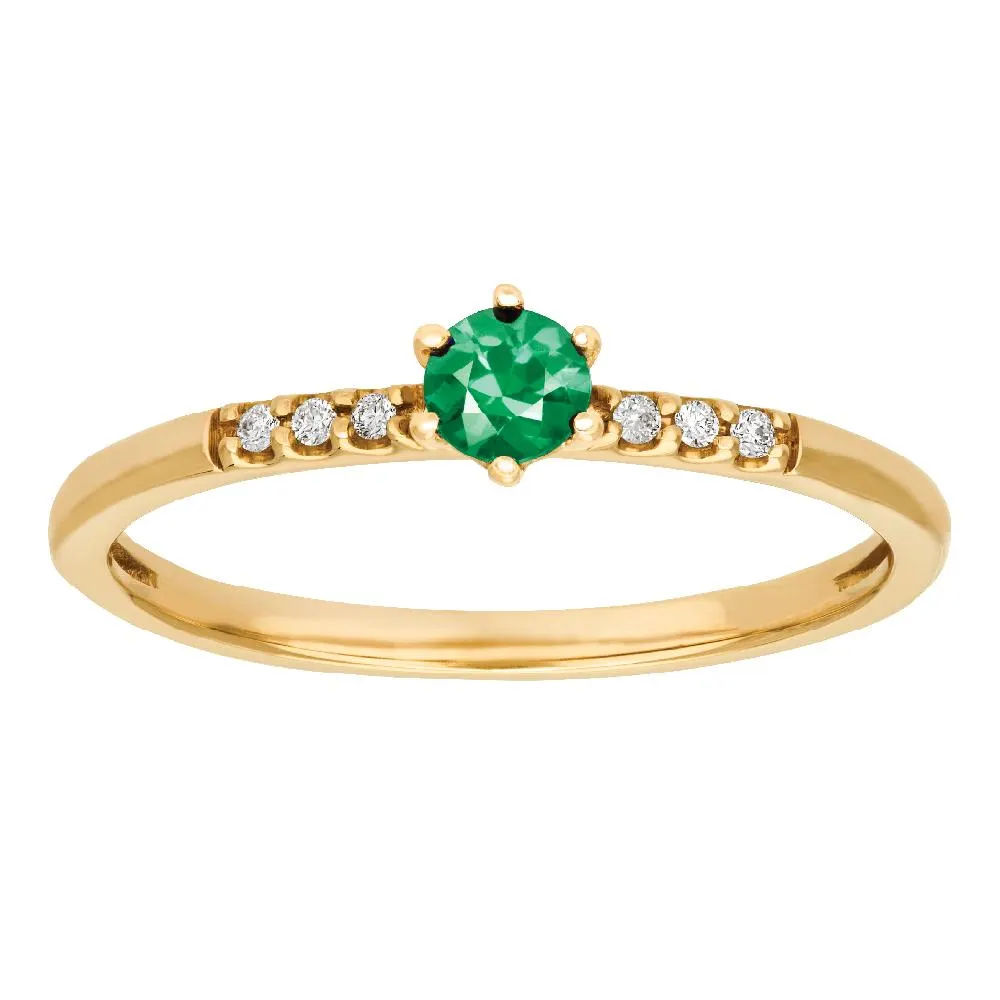 Timanttismaragdi- sormus 0,02 ct keltakulta