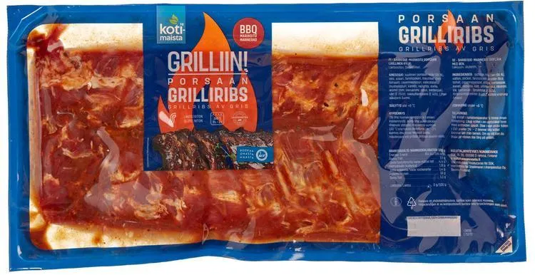 Kotimaista Porsaan grilliribs BBQ-marinoitu n. 1,1kg