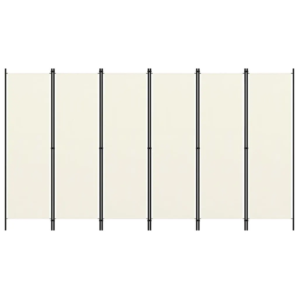 vidaXL 6-paneelinen tilanjakaja kermanvalkoinen 300x180 cm