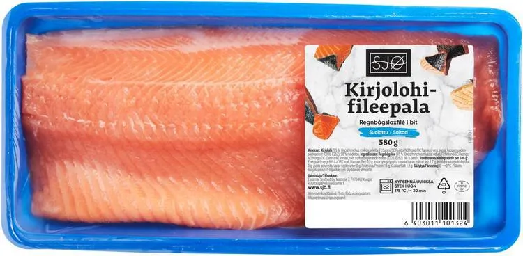 SJØ suolattu ruodoton kirjolohifileepala 580g