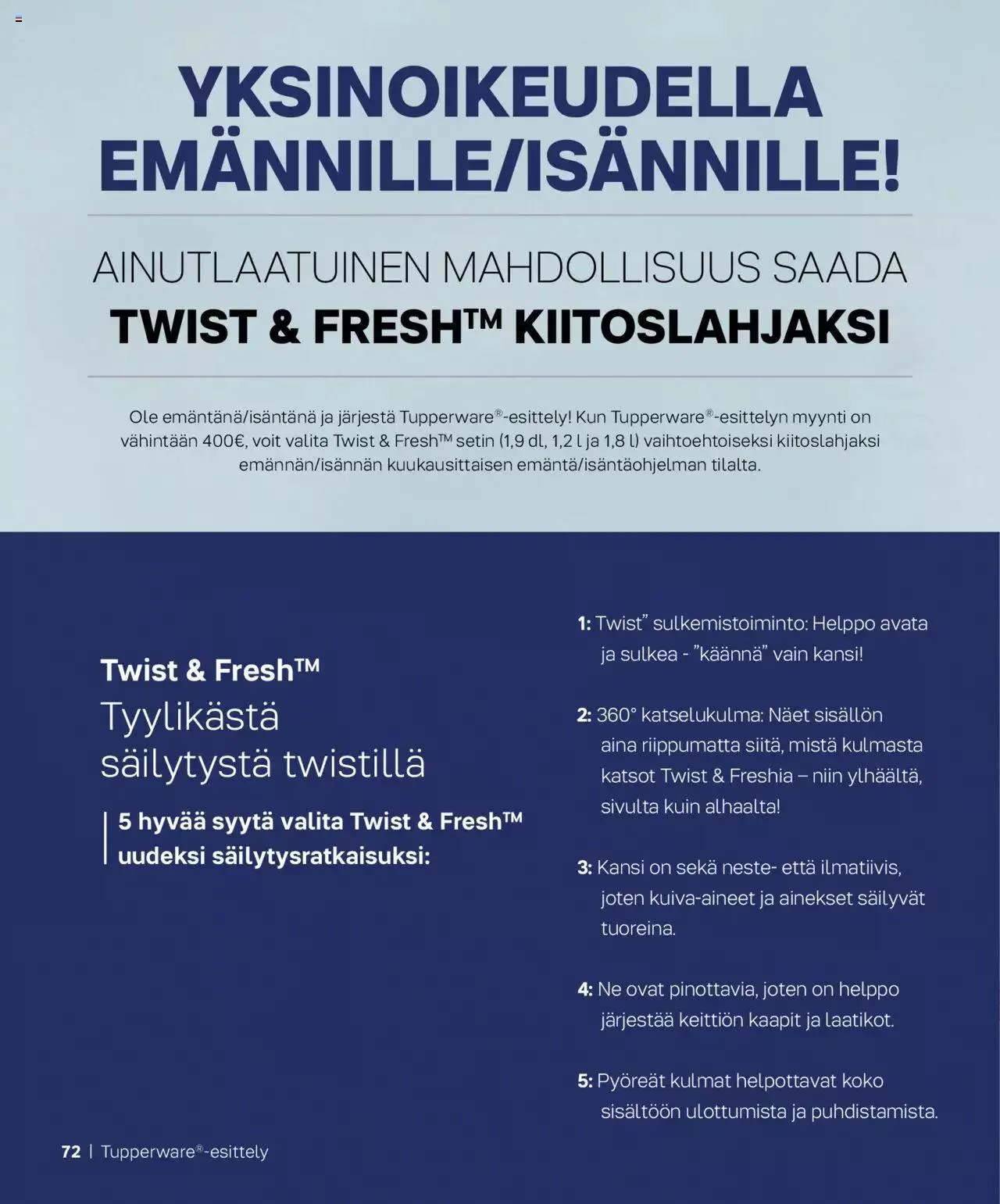 Tupperware tarjoukset Syksy / Talvi 2023-24 voimassa alkaen 29. syyskuuta - 31. joulukuuta 2023 - Tarjouslehti sivu 72