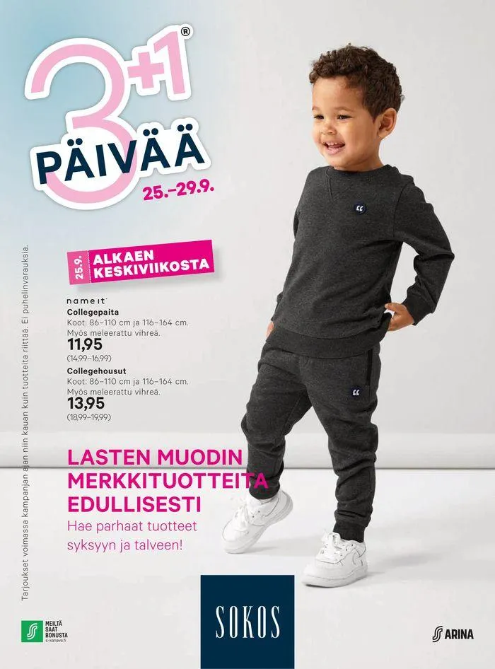 Arina Sokos 3PLUS1-päivää lasten kuvasto S2024 - 1