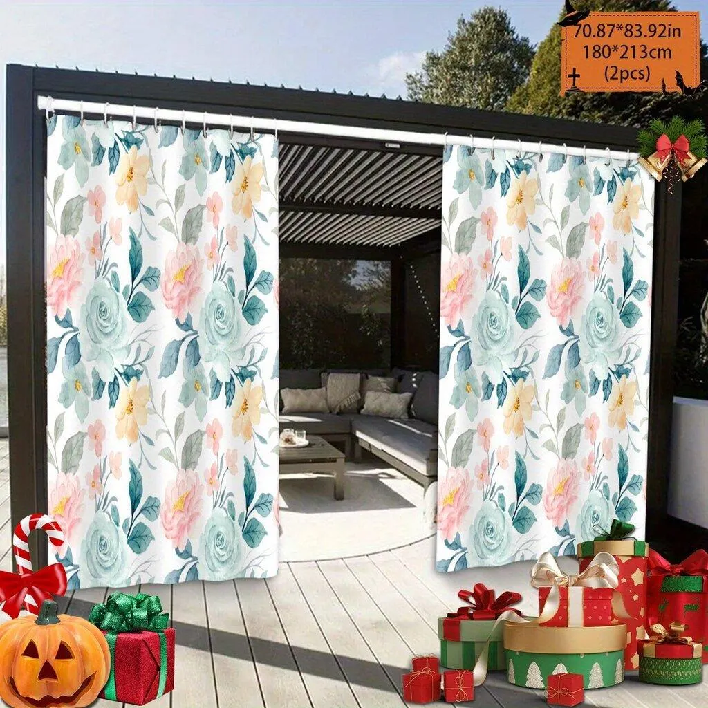 BAIJIAHAO Polyesteri Ulko Vedenpitävä Oviaukko Verho Koukulla Pickify, 2PC-180X213cm/71*84in