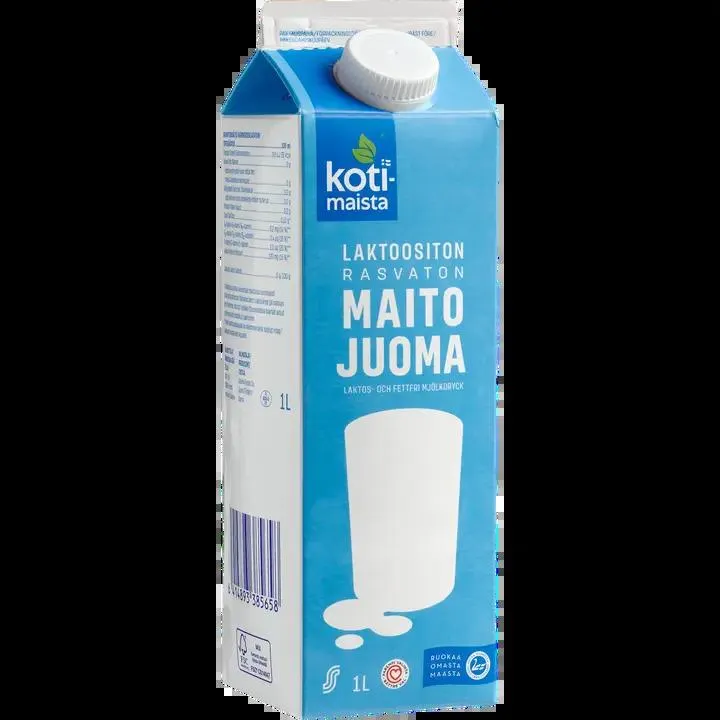Kotimaista laktoositon 1 L rasvaton maitojuoma