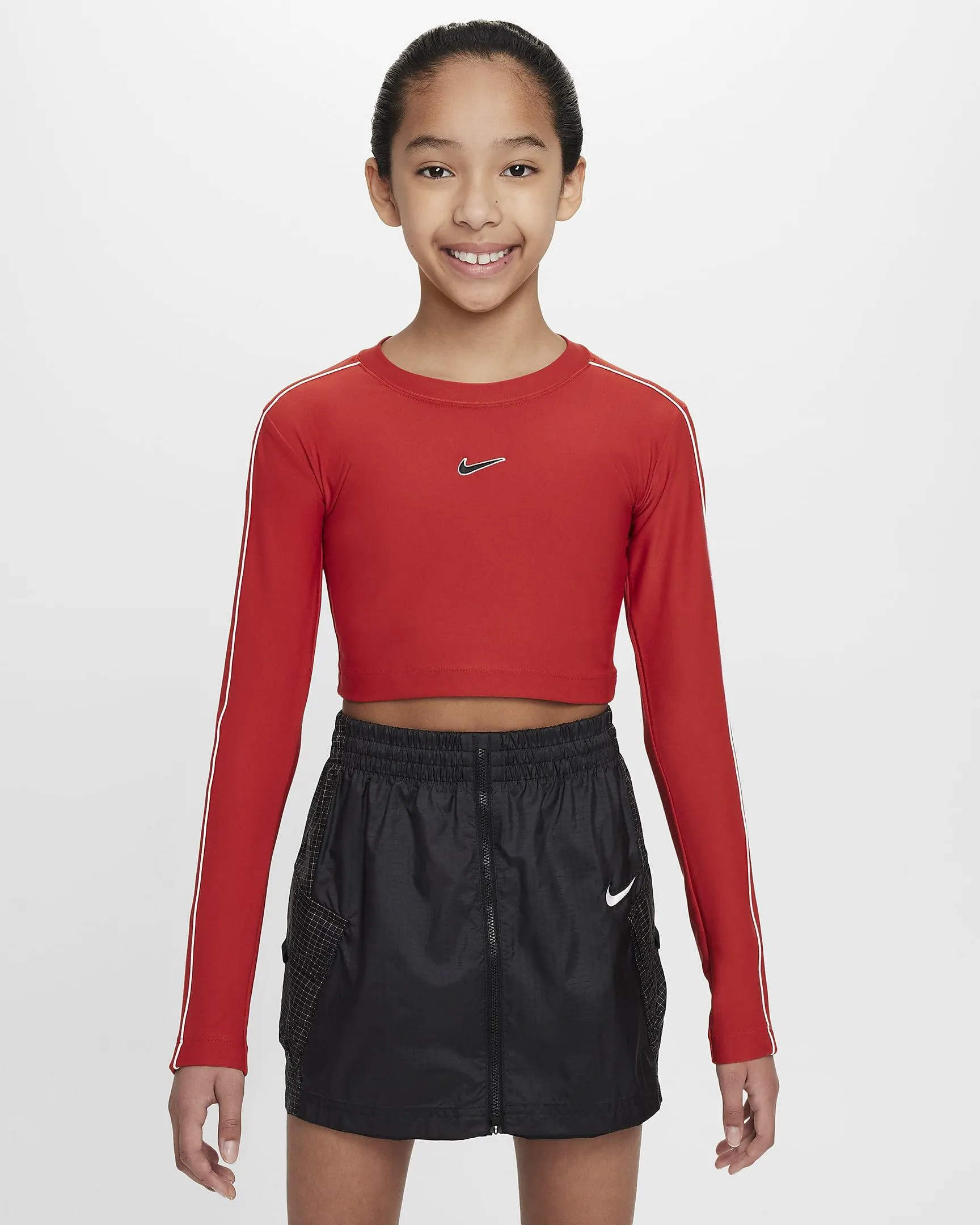Older Kids' (Girls') Long-Sleeve Cropped Top
