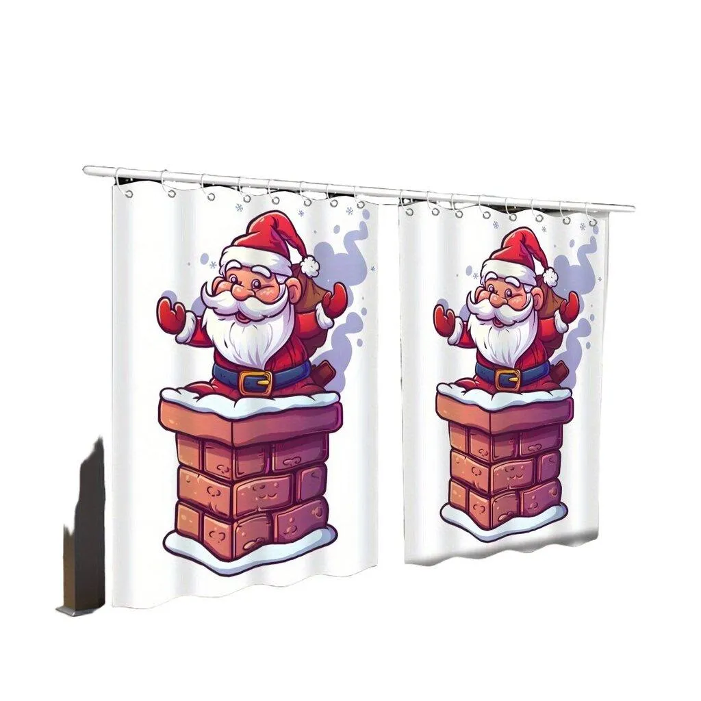 Polyesteri Vedenkestävä Patioverho Joulupukki Kuvio Pickify, 2PC-180X213cm/71*84in