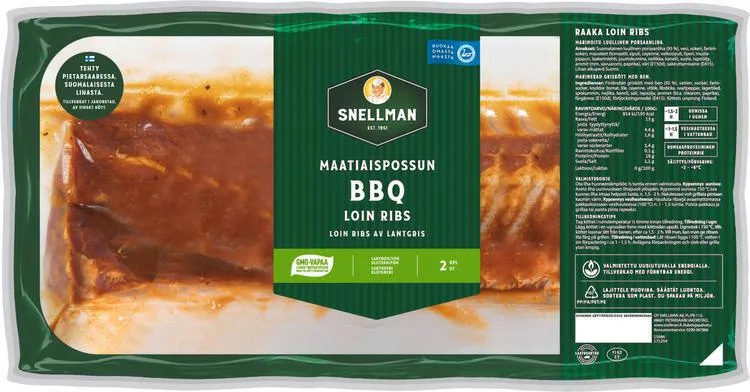 Snellman Maatiaispossun BBQ loin ribs n1,1kg