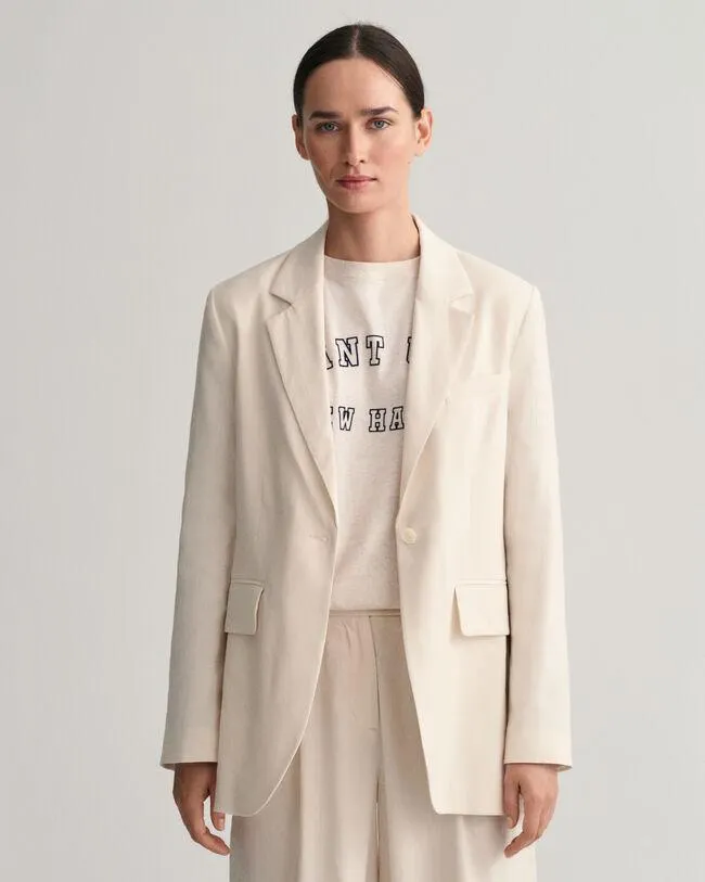 Regular fit ‑mitoitettu joustava pellavableiseri