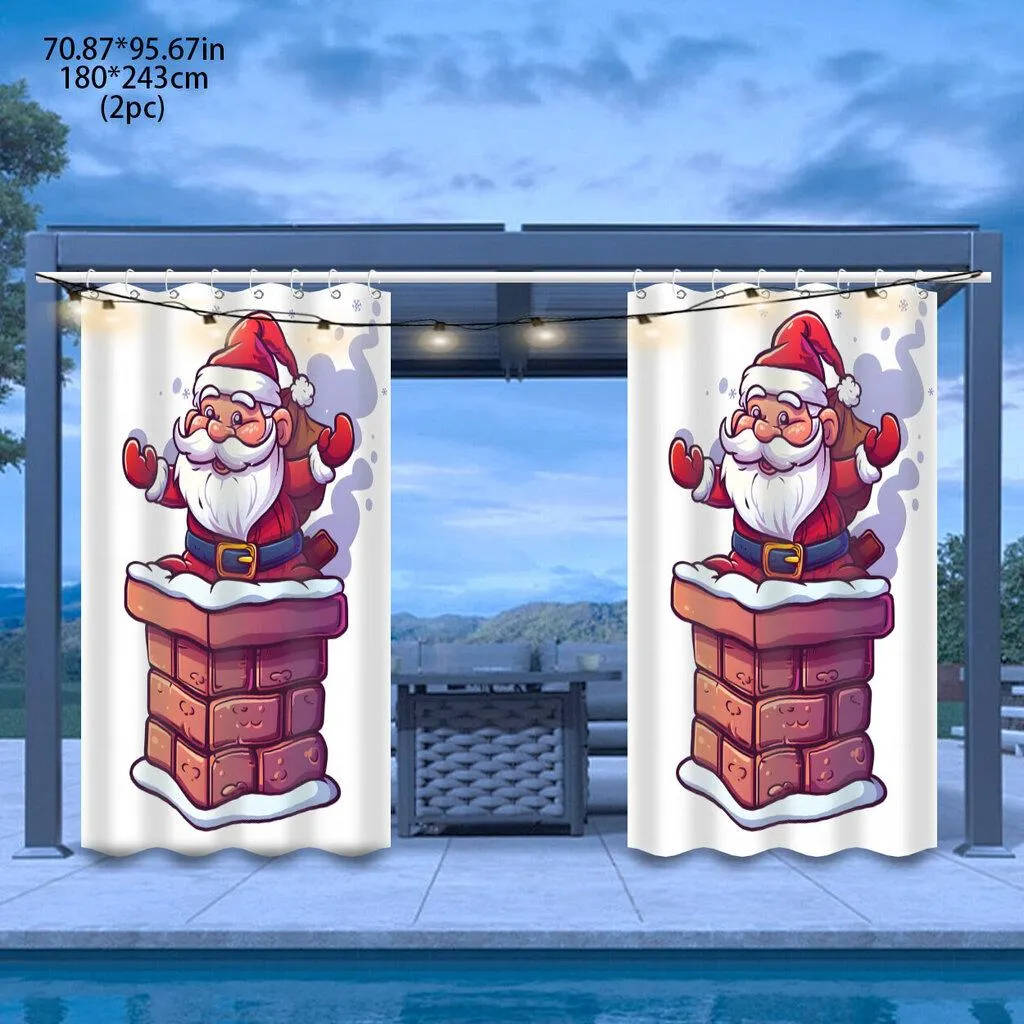 Polyesteri Vedenkestävä Patioverho Joulupukki Kuvio Pickify, 2PC-180X243cm/71*96in