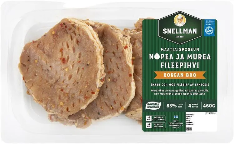 Snellman Maatiaispossun nopea ja murea fileepihvi Korean bbq 4 kpl 460 g