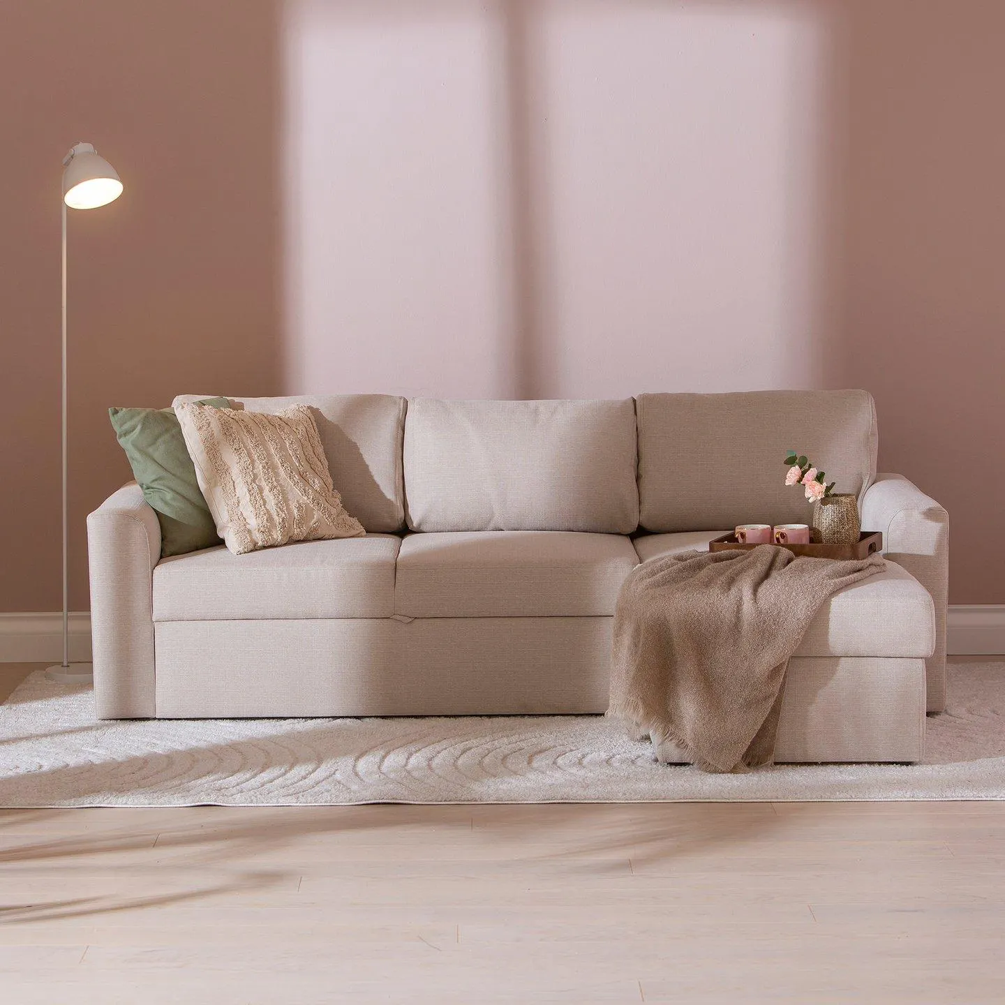 3-istuttava vuodedivaanisohva beige