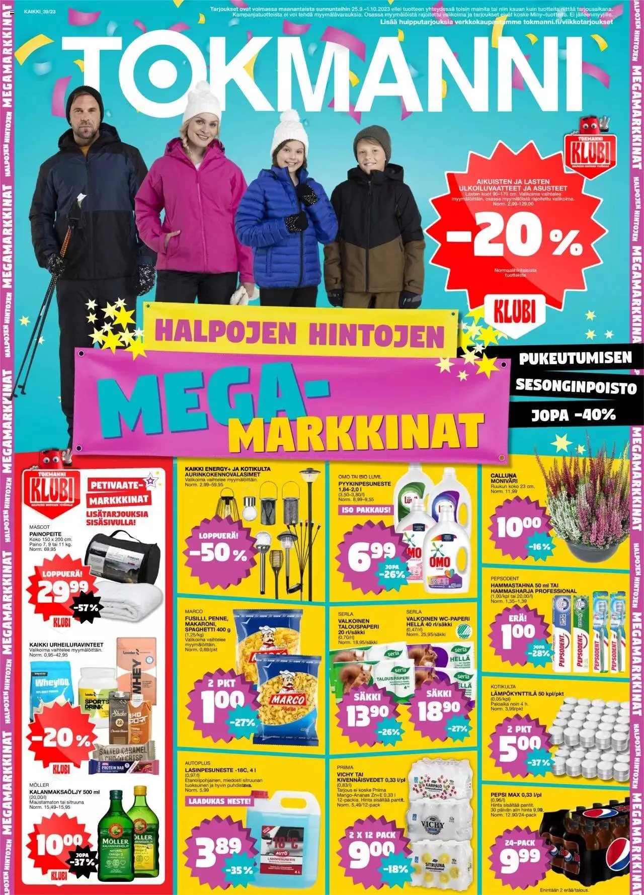 Tokmanni tarjoukset voimassa alkaen 25. syyskuuta - 1. lokakuuta 2023 - Tarjouslehti sivu 1