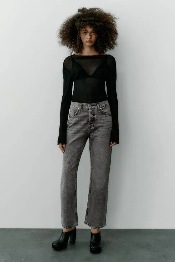 JEANS TRF BRILLOS TIRO MEDIO