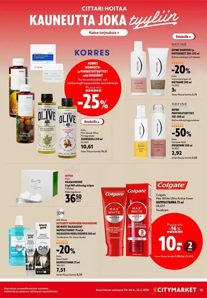 K-citymarket tarjoukset voimassa alkaen 6. helmikuuta - 20. helmikuuta 2025 - Tarjouslehti sivu 15