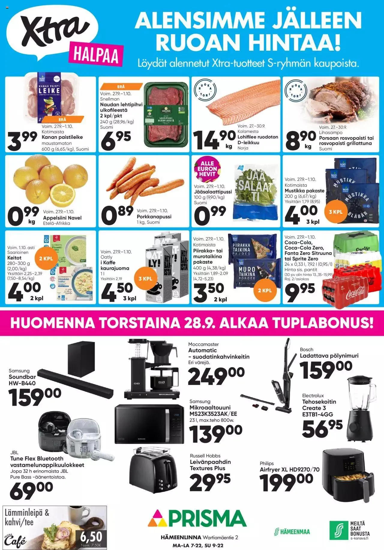 Prisma - tarjoukset Hämeenlinna voimassa alkaen 27. syyskuuta - 1. lokakuuta 2023 - Tarjouslehti sivu 1