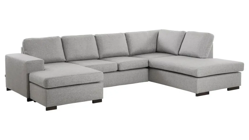 DALLAS U-kulmasohva Rocco-kangas, beige/harmaa, kätisyys: oikea