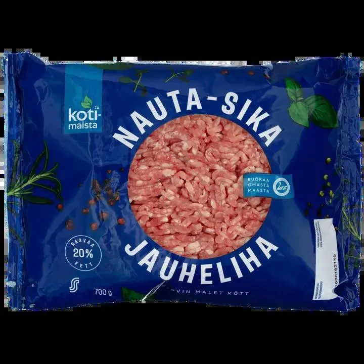 Kotimaista nauta-sika jauheliha 20 % 700 g