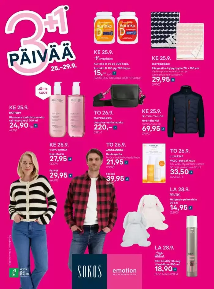 Sokos 3plus1-kuvasto syksy 2024 voimassa alkaen 25. syyskuuta - 9. lokakuuta 2024 - Tarjouslehti sivu 1