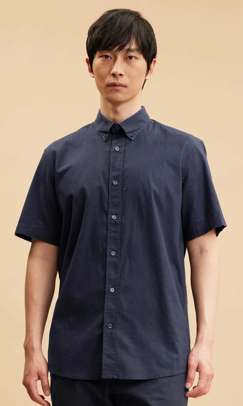 Kortermet skjorte i linblanding