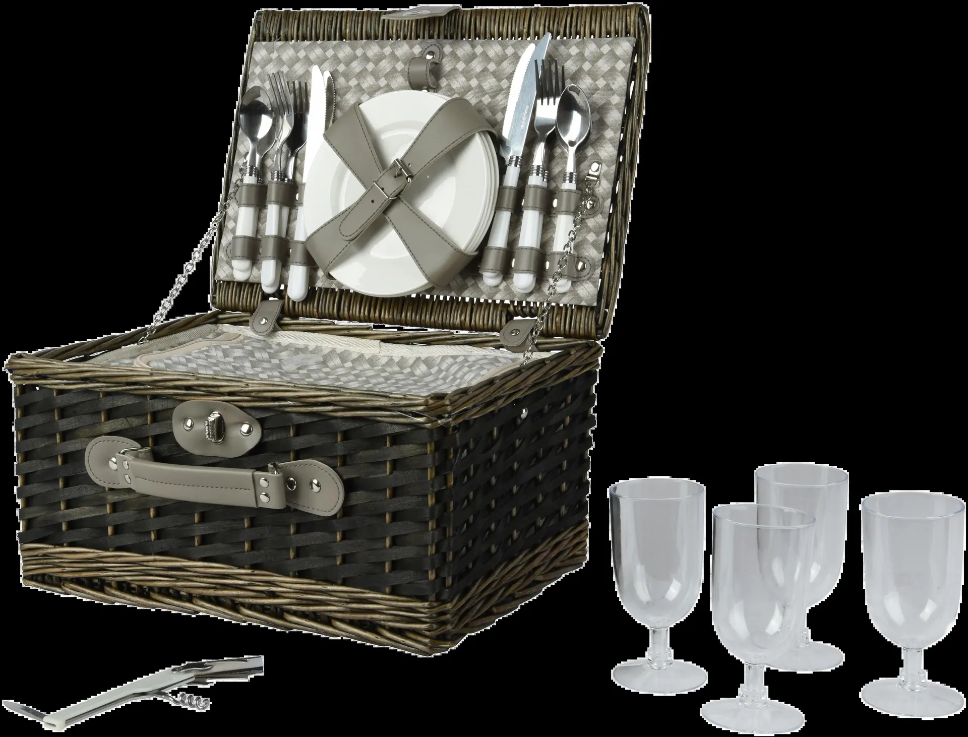 Decoris Piknik kori neljälle 40x28x20 cm ruskea