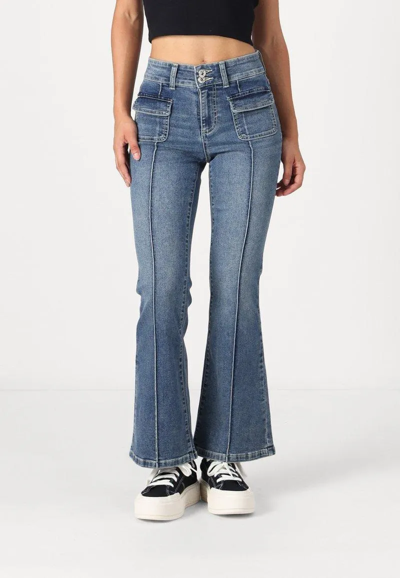 Flared-farkut - blue denim