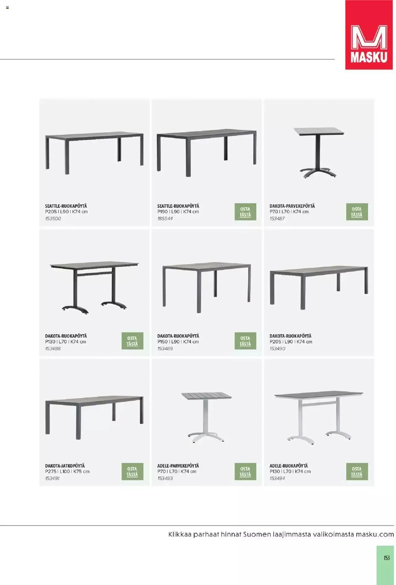 Masku - Kesäkalustekuvasto 2023 voimassa alkaen 10. huhtikuuta - 31. joulukuuta 2023 - Tarjouslehti sivu 153