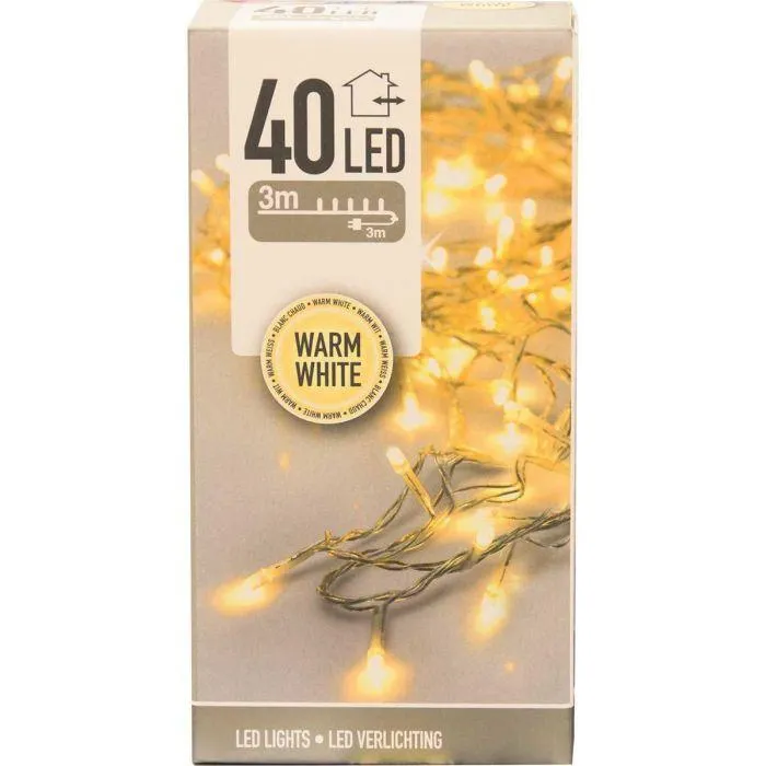 LED 40 PERUSVALOSARJA LÄMMIN VALKOINEN, VAALEA JOHTO, SISÄ- JA