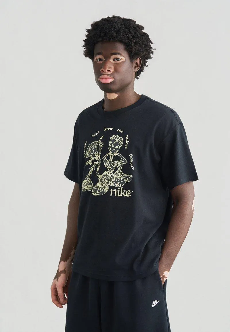 TEE TALL FLOWERS - Printtipaita - black