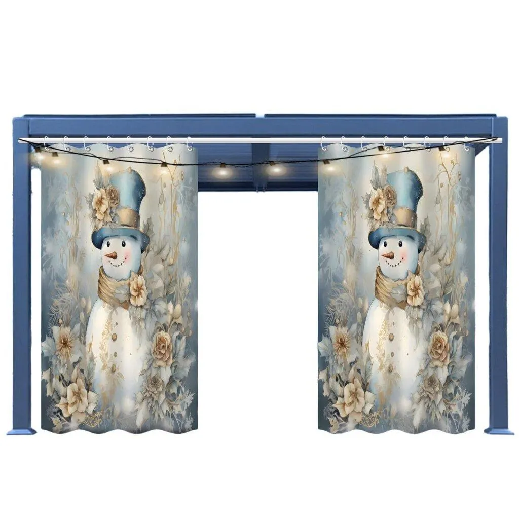 Polyesterinen Ulkoilma Väliseinä Koukuilla - Lumiukko ja Kukat Pickify, 2PC-180X243cm/71*96in