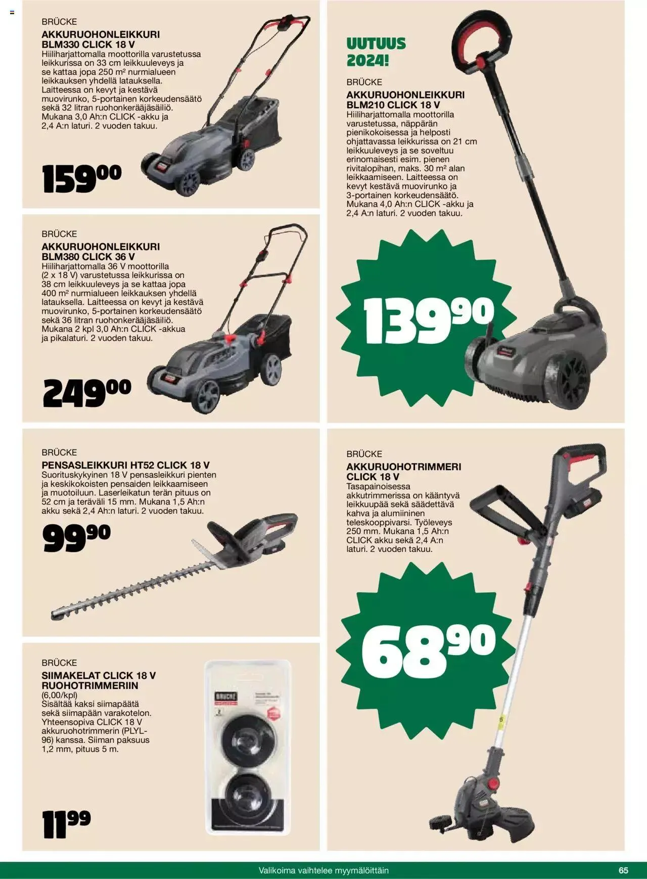 Tokmanni - Kesä 2024 voimassa alkaen 1. huhtikuuta - 31. joulukuuta 2024 - Tarjouslehti sivu 65