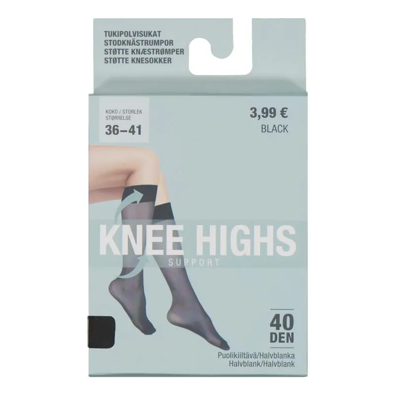 Naisten tukipolvisukat Pola 40 den musta 1 pr/pkt