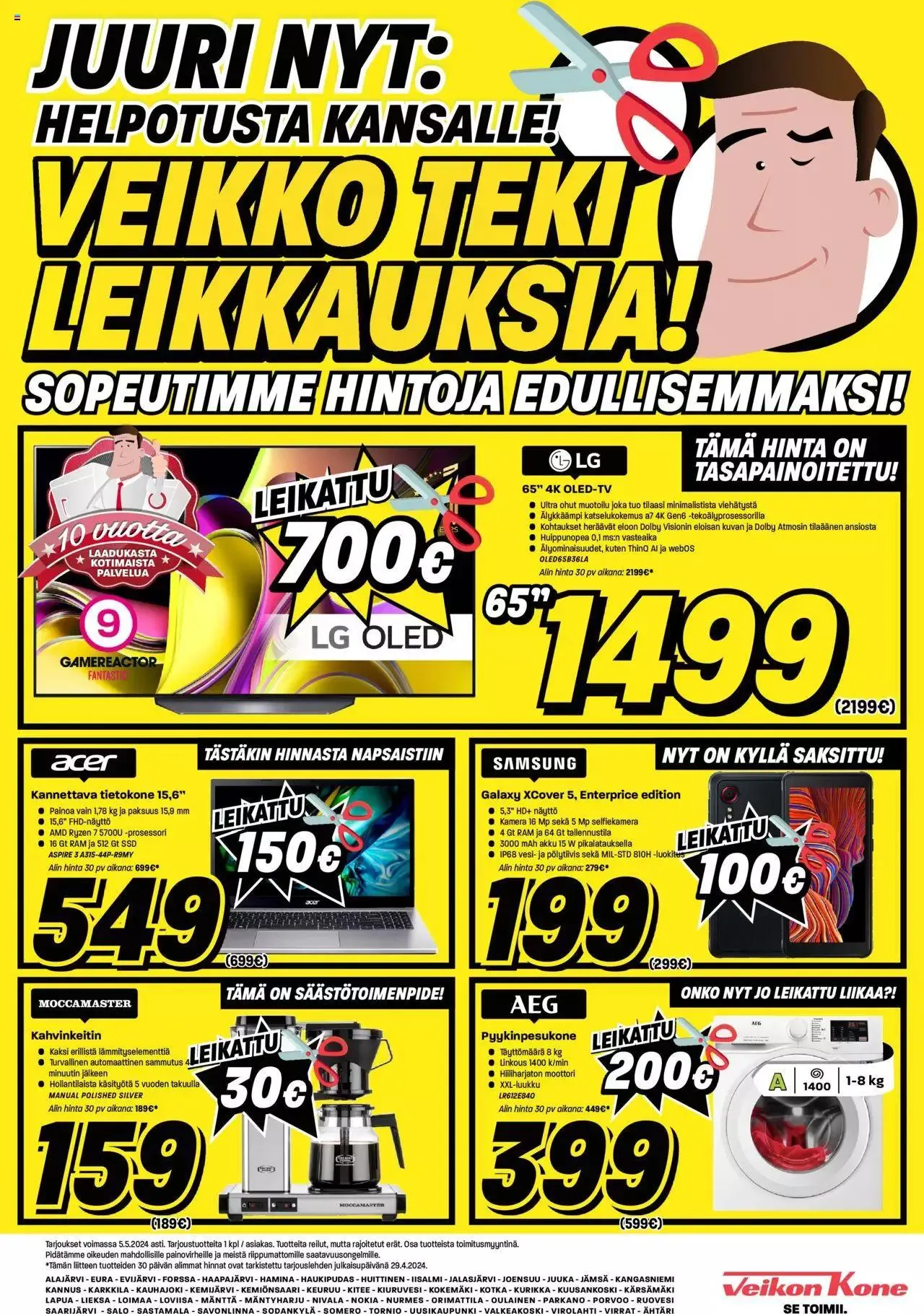 Veikon Kone tarjoukset voimassa alkaen 29. huhtikuuta - 5. toukokuuta 2024 - Tarjouslehti sivu 1