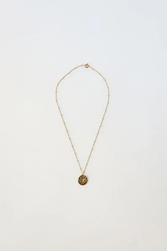 TRUE NEUTRALS 24K GOLD-PLATED FLORAL NECKLACE